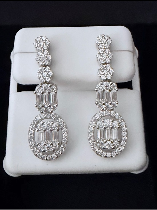 .925 Sterling Silver Jewelry - 3.0 CTW Stamped .925 Sterling Silver Moissanite Luxury Sparkle Dangle Earrings